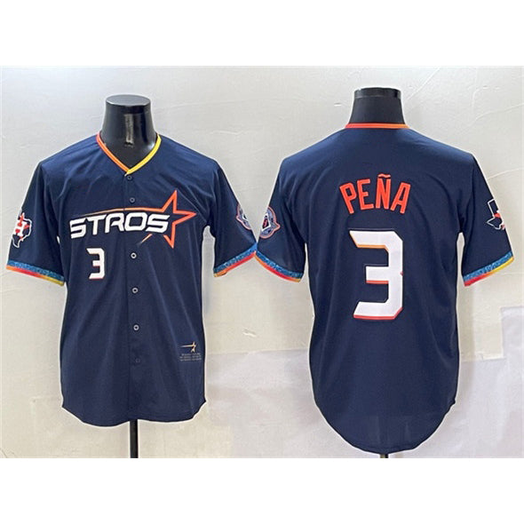 Houston Astros #3 Jeremy Pena Navy Fotopoulosg 2025 City Connect With Texas Patch Limited Stitched Jersey