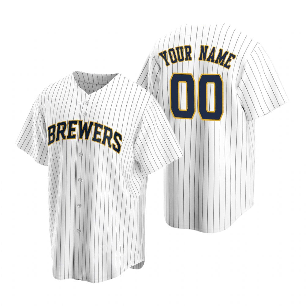 Custom Milwaukee Brewers White Fotopoulosg Stitched Cool Base Jersey