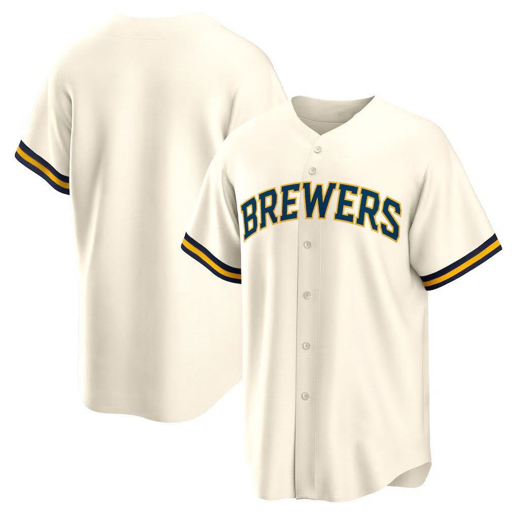 Milwaukee Brewers Cream Fotopoulosg Home Replica Team Jersey