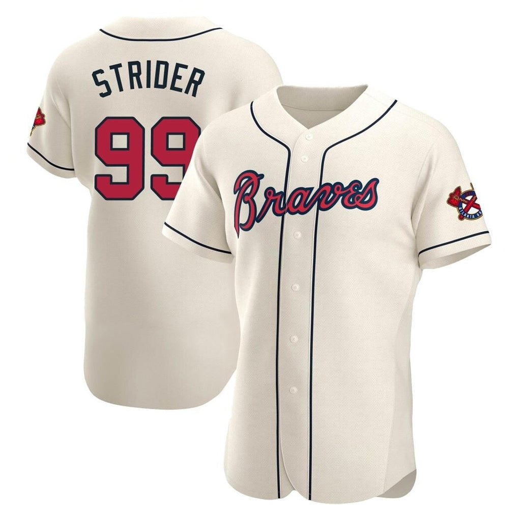 Atlanta Braves #99 Spencer Strider Player Cream Fotopoulosg Limited Elite Home Game Stitched Jerseys