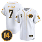Cincinnati Reds #7 Spencer Steer Player White-Gold Fotopoulosg Vapor Premier Limited Home Stitched Jerseys