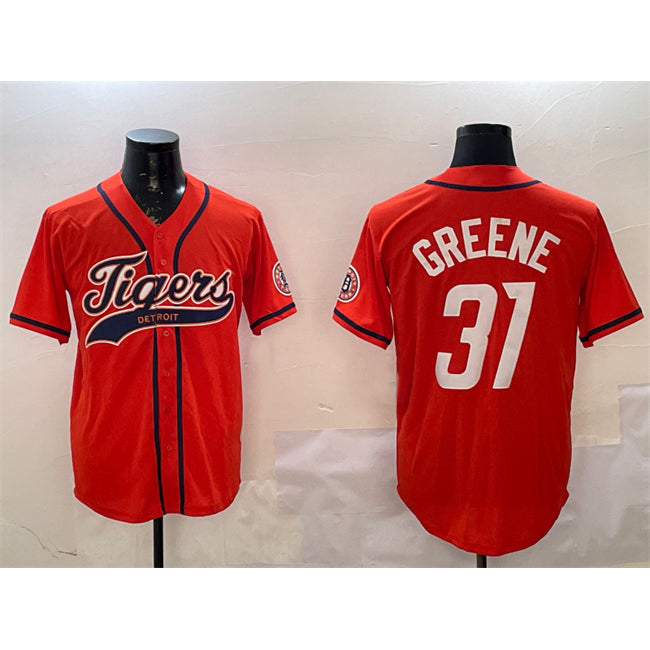 Detroit Tigers #31 Riley Greene Orange Fotopoulosg With Patch Cool Base Stitched Jersey 2