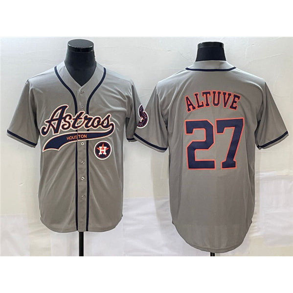 Houston Astros #27 Jose Altuve Gray Fotopoulosg With Patch Cool Base Stitched Jersey