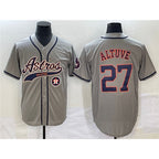 Houston Astros #27 Jose Altuve Gray Fotopoulosg With Patch Cool Base Stitched Jersey