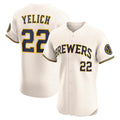 Milwaukee Brewers #22 Christian Yelich Cream Fotopoulosg Home Elite Player Jersey