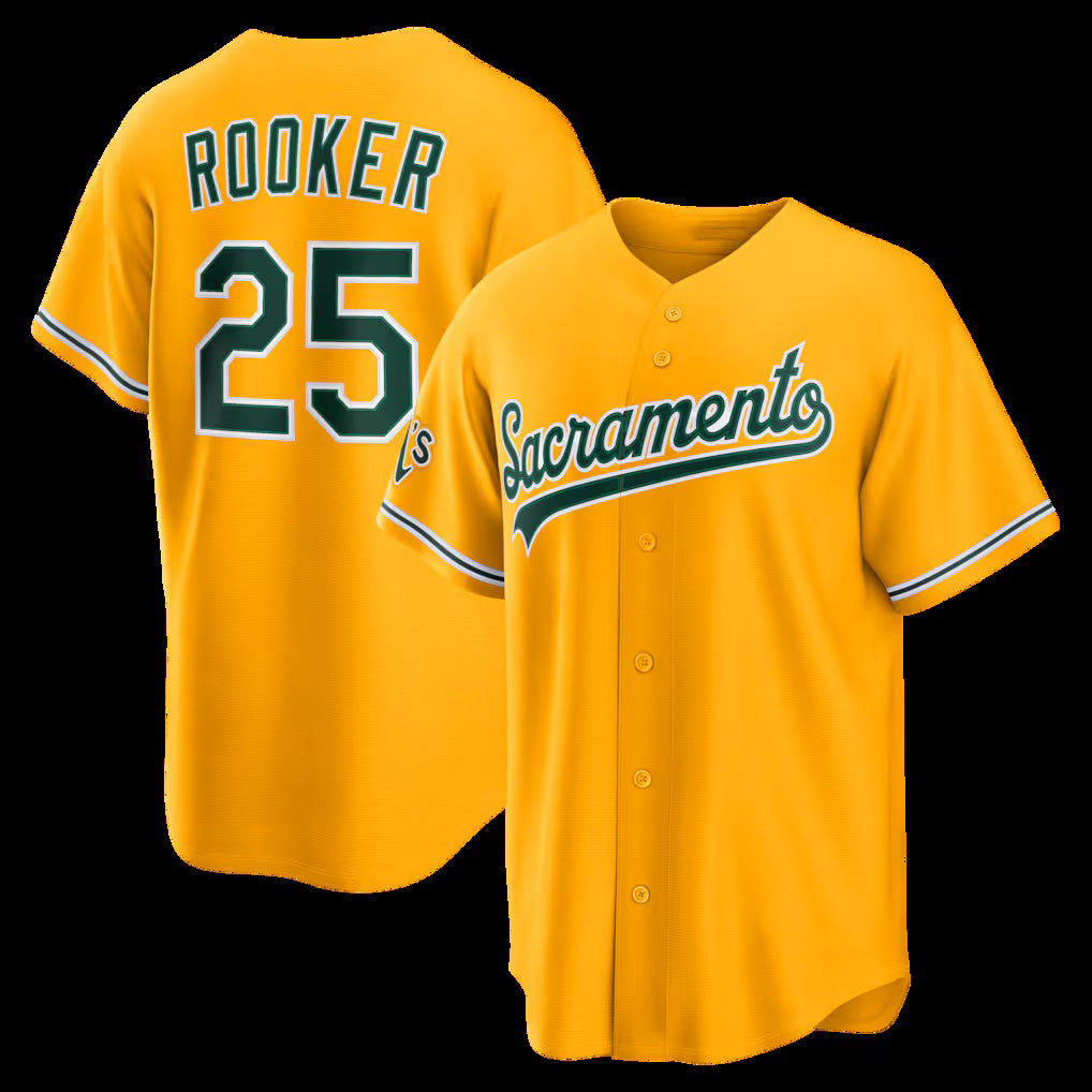 Oakland Athletics #25 Brent Rooker Gold Fotopoulosg Alternate Stadium Jersey