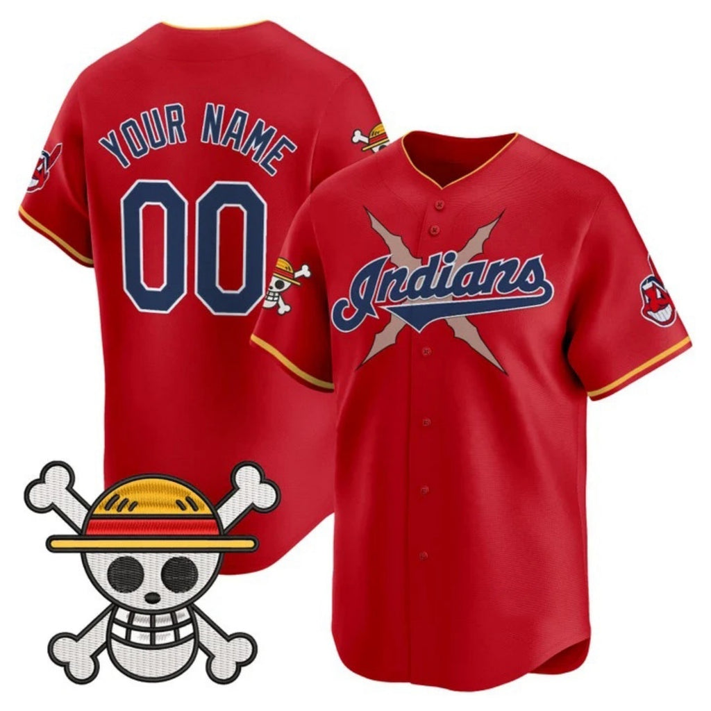 Custom Cleveland Indians x One Piece Red Fotopoulosg Vapor Premier Limited Jersey - Stitched