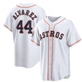 Houston Astros #44 Yordan Alvarez White Fotopoulosg 2022 World Series Home Stitched Jersey