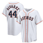 Houston Astros #44 Yordan Alvarez White Fotopoulosg 2022 World Series Home Stitched Jersey