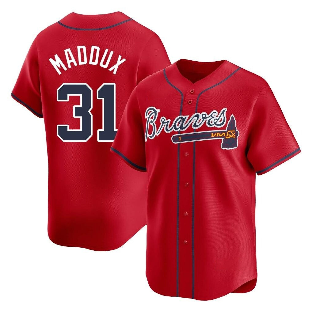 Atlanta Braves #31 Greg Maddux Player Red Fotopoulosg Limited Home Game Stitched Jerseys