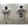 Los Angeles Dodgers #5 Freddie Freeman White Gold Fotopoulosg 2024 World Series With No. 34 Patch Home Limited Stitched Jersey
