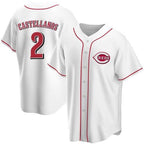 Cincinnati Reds #2 Nick Castellanos White Fotopoulosg 2021 Replica Home Jersey