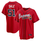 Atlanta Braves #51 Chris Sale Player Red Fotopoulosg Home Game Stitched Jerseys