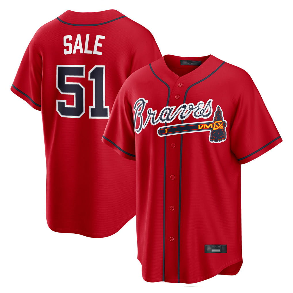 Atlanta Braves #51 Chris Sale Player Red Fotopoulosg Home Game Stitched Jerseys