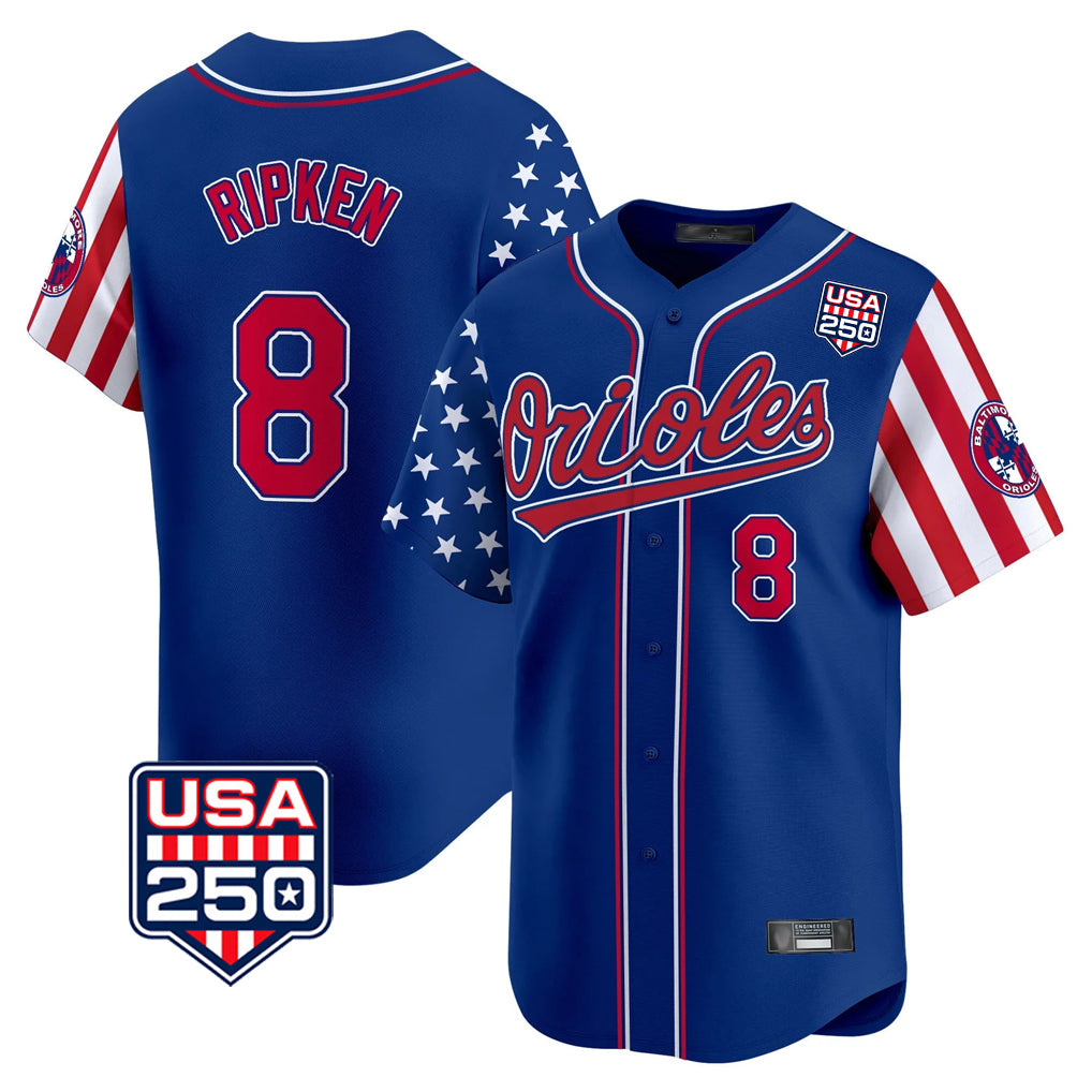 Baltimore Orioles #8 Cal Ripken Player Royal Fotopoulosg USA 250 Independence Day Vapor Premier Limited Home Game Stitched Jerseys