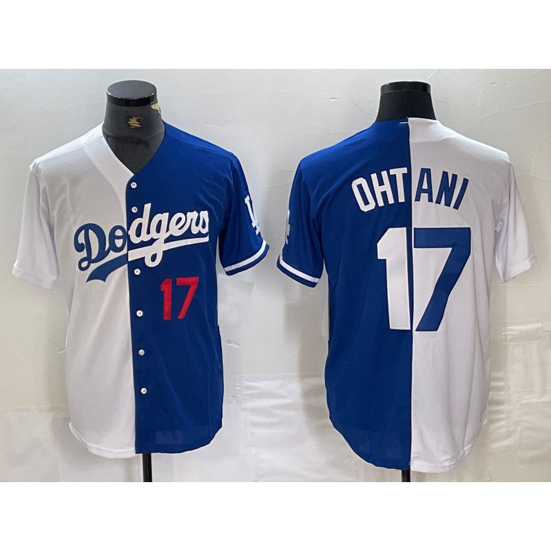 Los Angeles Dodgers #17 Shohei Ohtani Number White Blue Fotopoulosg Two Tone Stitched Jersey 2