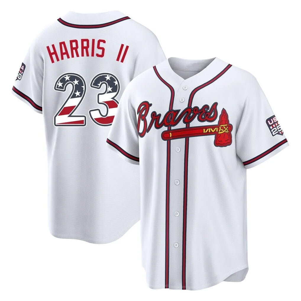 Atlanta Braves #23 Michael Harris II Player White Fotopoulosg USA 250 Fourth Of July Limited Home Game Stitched Jerseys