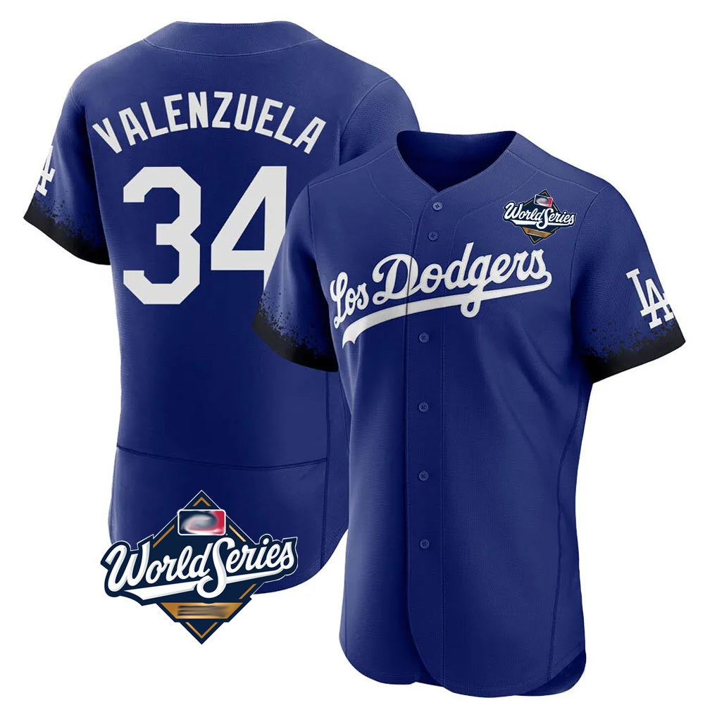 Los Angeles Dodgers #34 Fernando Valenzuela Player Royal Fotopoulosg World Series City Connect Elite Home Stitched Jerseys