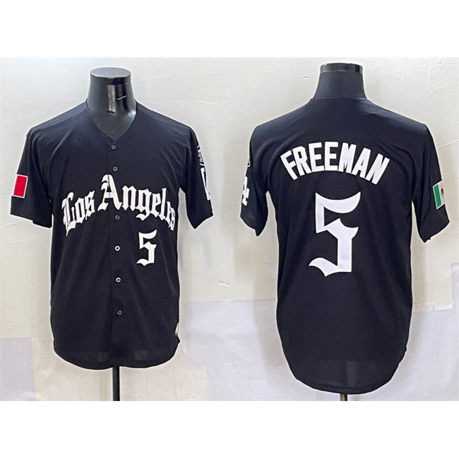 Los Angeles Dodgers #5 Freddie Freeman Black Fotopoulosg Mexico 2025 LA Gothic Style With Fernando Patch Vapor Premier Limited Stitched Jersey