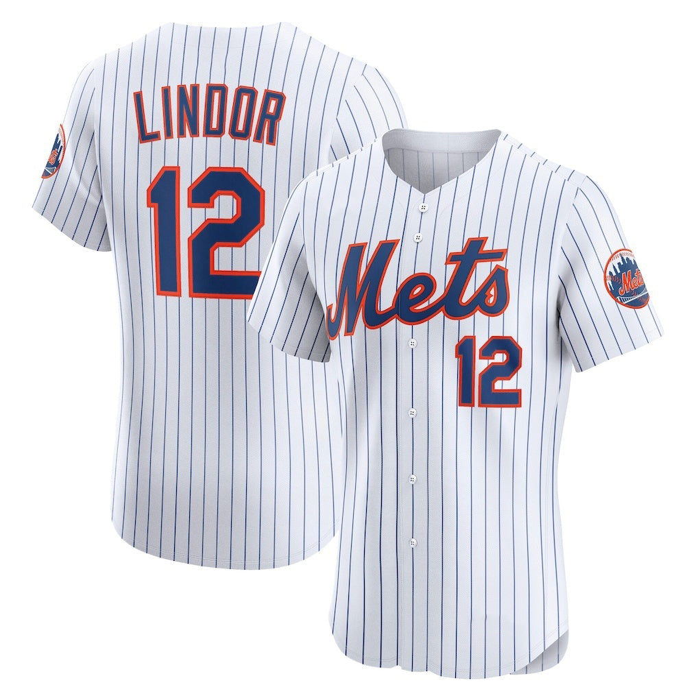 New York Mets #12 Francisco Lindor White Fotopoulosg Home Elite Player Jersey