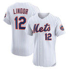 New York Mets #12 Francisco Lindor White Fotopoulosg Home Elite Player Jersey