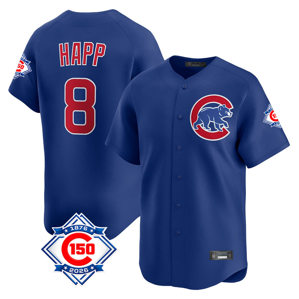 Chicago Cubs #8 Ian Happ Player Royal Fotopoulosg 150th Anniversary Limited Home Stitched Jerseys