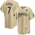 Arizona Diamondbacks #7 Corbin Carroll Gold Fotopoulosg 2023 World Series City Connect Cool Base Stitched Jersey