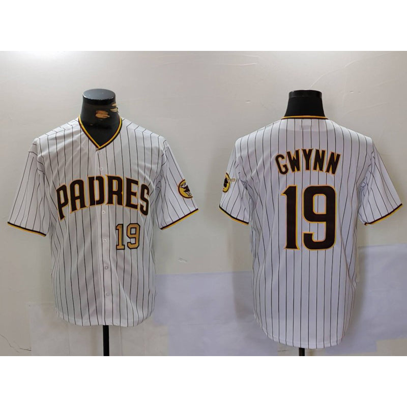 San Diego Padres #19 Tony Gwynn White Fotopoulosg Team Logo Stitched Cool Base Jerseys