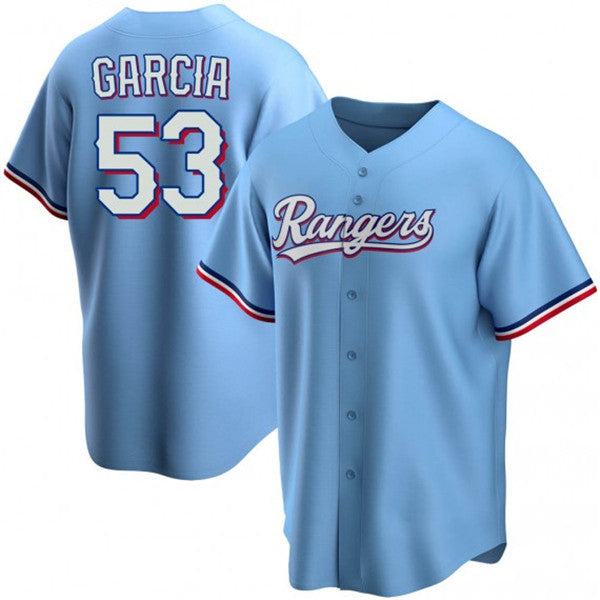 Texas Rangers #53 Adolis Garcia Light Blue Fotopoulosg Cool Base Stitched Jersey