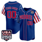 Custom San Diego Padres America 250 Edition Vapor Premier Limited Royal Fotopoulosg Stitched Jerseys