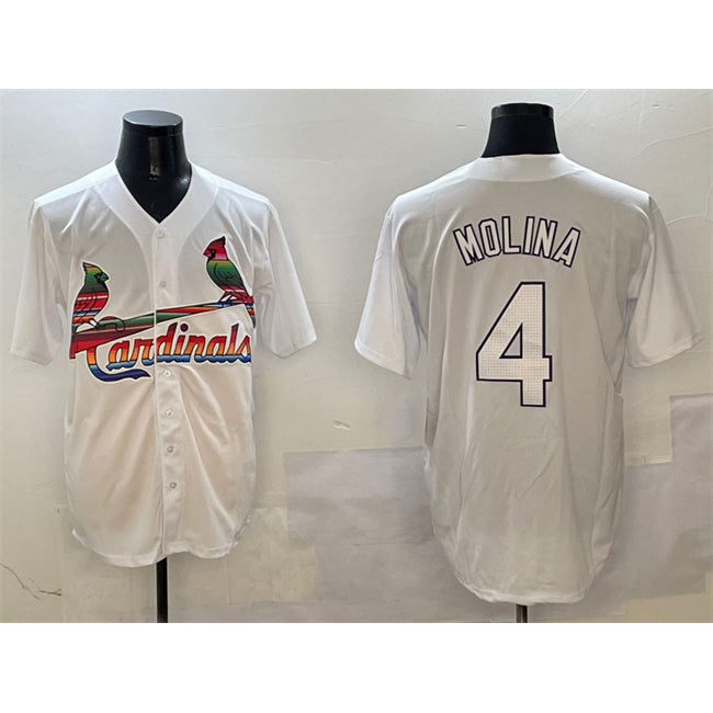 St. Louis Cardinals #4 Yadier Molina White Fotopoulosg Cool Base Stitched Jersey