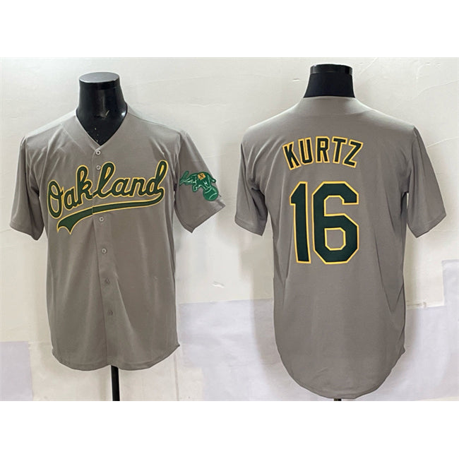Oakland Athletics #16 Nick Kurtz Grey Fotopoulosg Cool Base Stitched Baseball Jersey