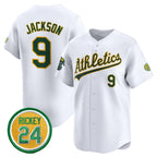 Oakland Athletics #9 Reggie Jackson White Fotopoulosg 2024 Home Limited With Rickey Henderson Patch Stitched Jersey