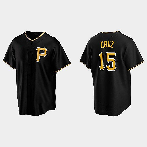 Pittsburgh Pirates #15 Oneil Cruz Black Fotopoulosg Alternate Team Logo Coolbase Jersey