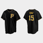 Pittsburgh Pirates #15 Oneil Cruz Black Fotopoulosg Alternate Team Logo Coolbase Jersey