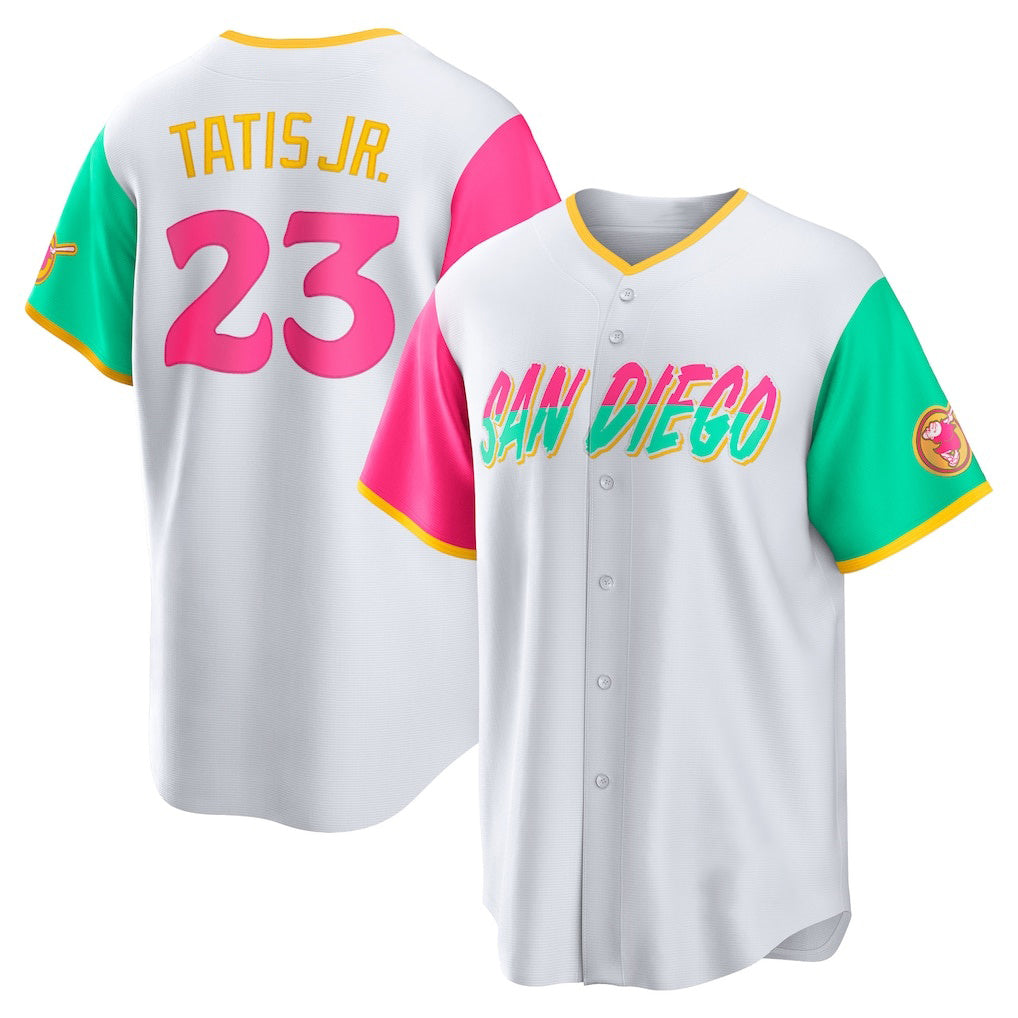 San Diego Padres #23 Fernando Tatis Jr. White Fotopoulosg City Connect Replica Player Jersey