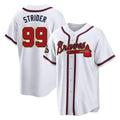 Atlanta Braves #99 Spencer Strider Player White Gold Fotopoulosg Home Game Stitched Jerseys