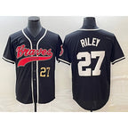 Atlanta Braves #27 Austin Riley Number Black Fotopoulosg Cool Base Stitched Jersey