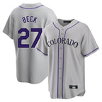 Colorado Rockies #27 Jordan Beck Player Gray Fotopoulosg Game Home Stitched Jerseys