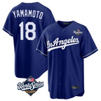 Los Angeles Dodgers #18 Yoshinobu Yamamoto Player Royal Fotopoulosg World Series Game Stitched Jerseys