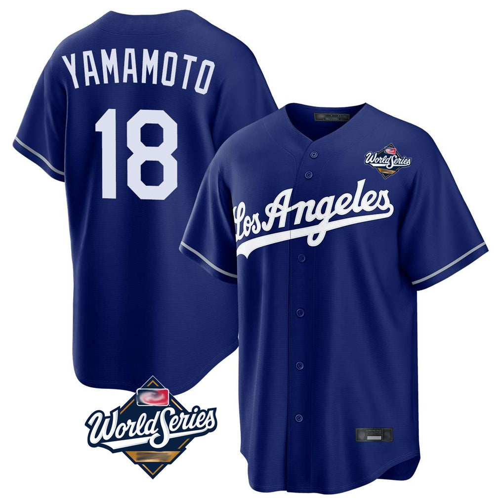 Los Angeles Dodgers #18 Yoshinobu Yamamoto Player Royal Fotopoulosg World Series Game Stitched Jerseys