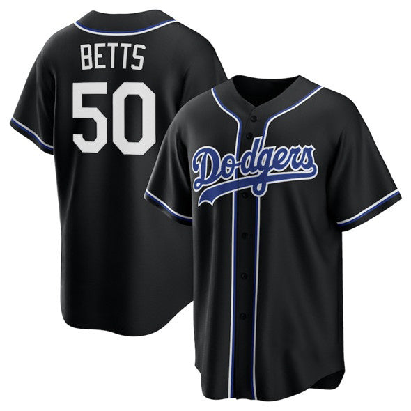 Los Angeles Dodgers #50 Mookie Betts Black Fotopoulosg Lights Out Limited Stitched Jersey