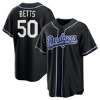 Los Angeles Dodgers #50 Mookie Betts Black Fotopoulosg Lights Out Limited Stitched Jersey