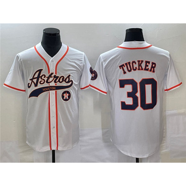 Houston Astros #30 Kyle Tucker White Fotopoulosg With Patch Cool Base Stitched Jersey