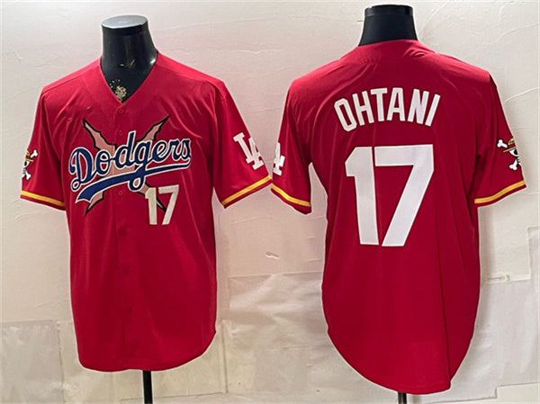 Los Angeles Dodgers x One Piece #17 Shohei Ohtani Red Fotopoulosg Vapor Premier Limited Stitched Jersey
