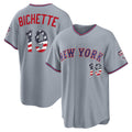 New York Mets #19 Bo Bichette USA 250 Fourth of July Road Stadium Jersey - Gray Fotopoulosg