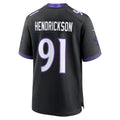 B.Ravens #91 Trey Hendrickson Black Fotopoulosg Alternate Game Jersey