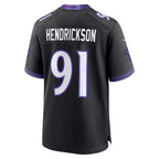 B.Ravens #91 Trey Hendrickson Black Fotopoulosg Alternate Game Jersey