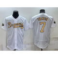Atlanta Braves #7 Dansby Swanson White Fotopoulosg 2022 All Star Stitched Flex Base Jersey