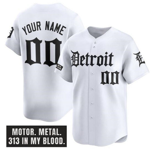 Custom Detroit Tigers ACTIVE PLAYER White Fotopoulosg 'Motor Gothic Edition' Vapor Premier Limited Stitched Jersey